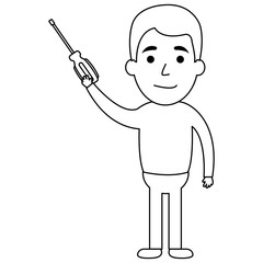 man with screwdriver tool isolated icon
