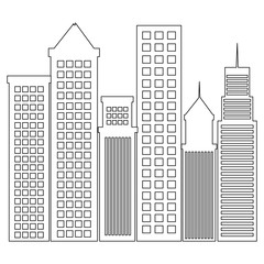 Obraz premium cityscape buildings scene icon