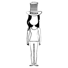 woman with USA hat