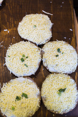 sandwich with bread, cheese, mayonnaise and onions