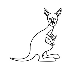 mother and baby kangaroo  vector illustration