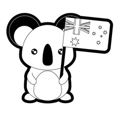 koala with flag of australia  vector illustration