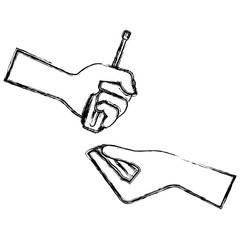 hands with screwdriver tool isolated icon