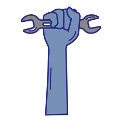 hand with wrench tool isolated icon