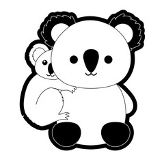 mother and baby koala vector illustration