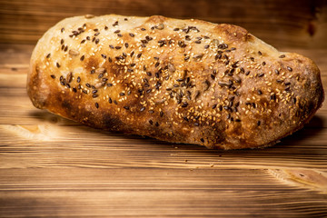 homemade bread on a wooden background