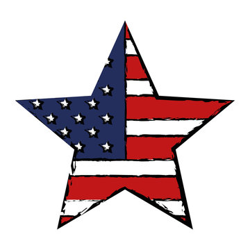 star with USA flag isolated icon