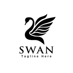 Fototapeta premium Abstract swan flying wings logo