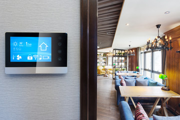 smart screen with smart home with modern cafe