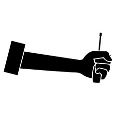 hand with screwdriver tool isolated icon