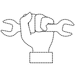 hand with wrench tool isolated icon