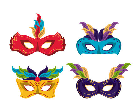 Mardi gras masks icons icon vector illustration graphic design