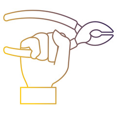 hand with pliers tool isolated icon