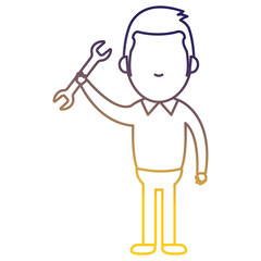man with wrench tool isolated icon