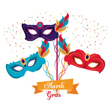 Mardi gras masks icon vector illustration graphic design
