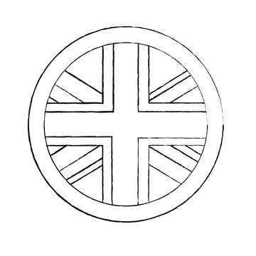 flag emblem  united kingdom icon image vector illustrationd design  black sketch line