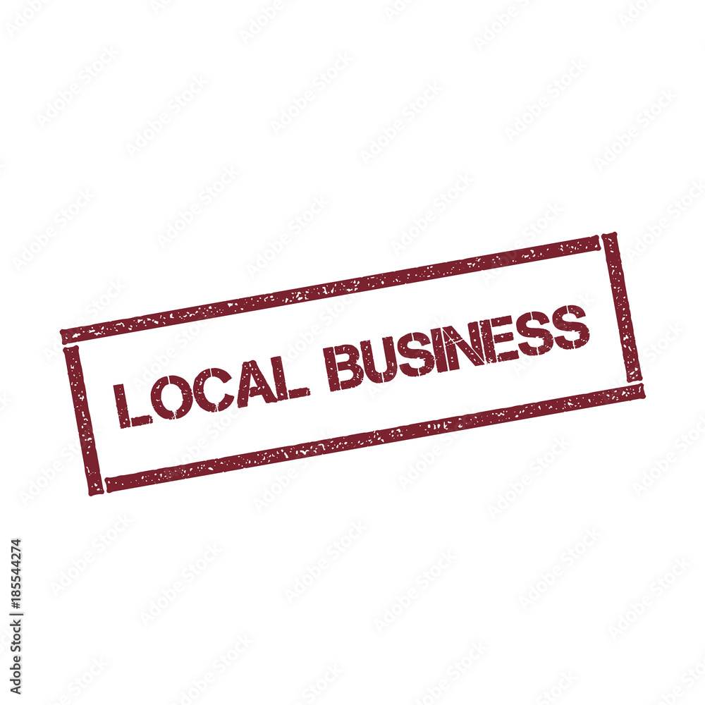 Poster local business rectangular stamp. textured red seal with text isolated on white background, vector i