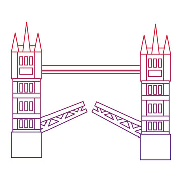 bridge london united kingdom icon image vector illustrationd design  red to blue ombre line