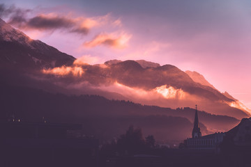 Innsbruck Sunrise with Church Cross