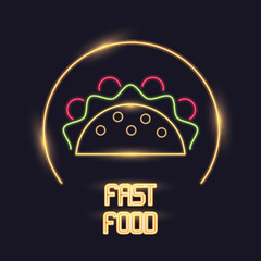 Taco neon lights icon icon vector illustration graphic design