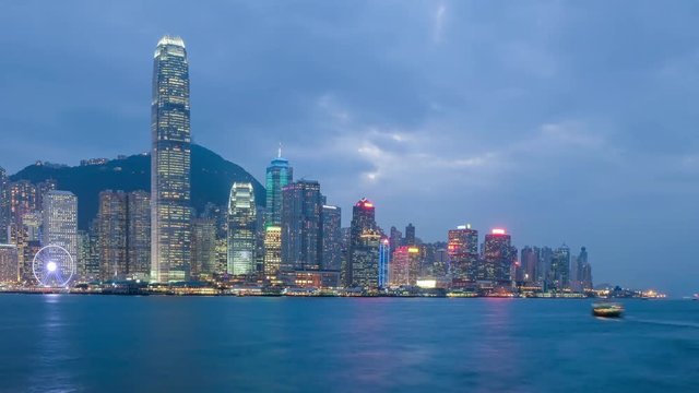 Time lapse Cityscape night view of HongKong Skyline and Victoria Habour 