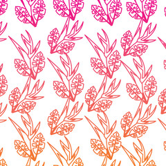 seamless pattern bird of paradise flower leaves tropical vector illustration