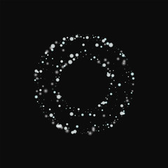 Beautiful falling snow. Bagel shaped frame with beautiful falling snow on black background. Ideal Vector illustration.