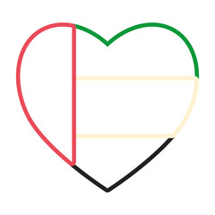 United Arab Emirates Heart shape flag neon lines