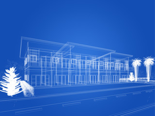 sketch design of house ,3d rendering