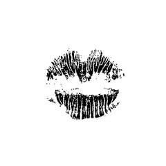 Lips track print. Stamp of mouth. Vector illustration.