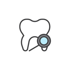 Tooth diagnostic filled outline icon, line vector sign, linear colorful pictogram isolated on white. Dental care symbol, logo illustration. Pixel perfect vector graphics