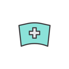 Medical nurse hat filled outline icon, line vector sign, linear colorful pictogram isolated on white. Symbol, logo illustration. Pixel perfect vector graphics