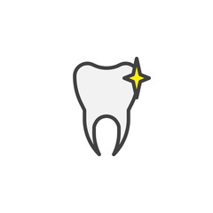 Shiny clean tooth filled outline icon, line vector sign, linear colorful pictogram isolated on white. Dental care symbol, logo illustration. Pixel perfect vector graphics