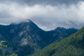 cloud covered peak landscape