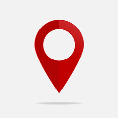 Vector image  positioning on the map. Mark icon. Red icon location drop pin on a light background