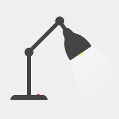 Vector illustration table lamp icon. Desk lamp icon on grey background