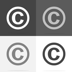 Fototapeta premium Vector icon copyright. Set of copyright icon on white-grey-black color.