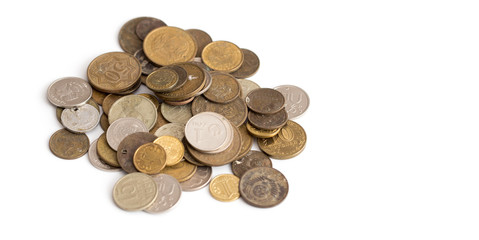 Old USSR coins on a white background