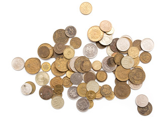 Old USSR coins on a white background