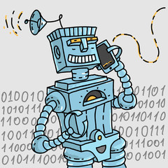 Vector Illustration Robot Bot Transmits Information