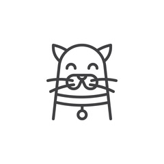 Funny cat line icon, outline vector sign, linear style pictogram isolated on white. Pet symbol, logo illustration. Editable stroke