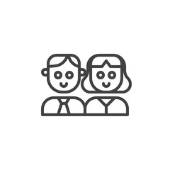 Couple person line icon, outline vector sign, linear style pictogram isolated on white. Man and woman symbol, logo illustration. Editable stroke