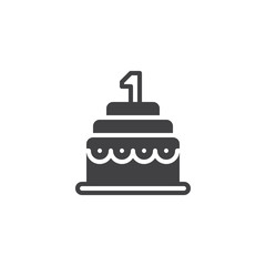Birthday cake icon vector, filled flat sign, solid pictogram isolated on white. Symbol, logo illustration.