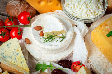 cheese on wooden table