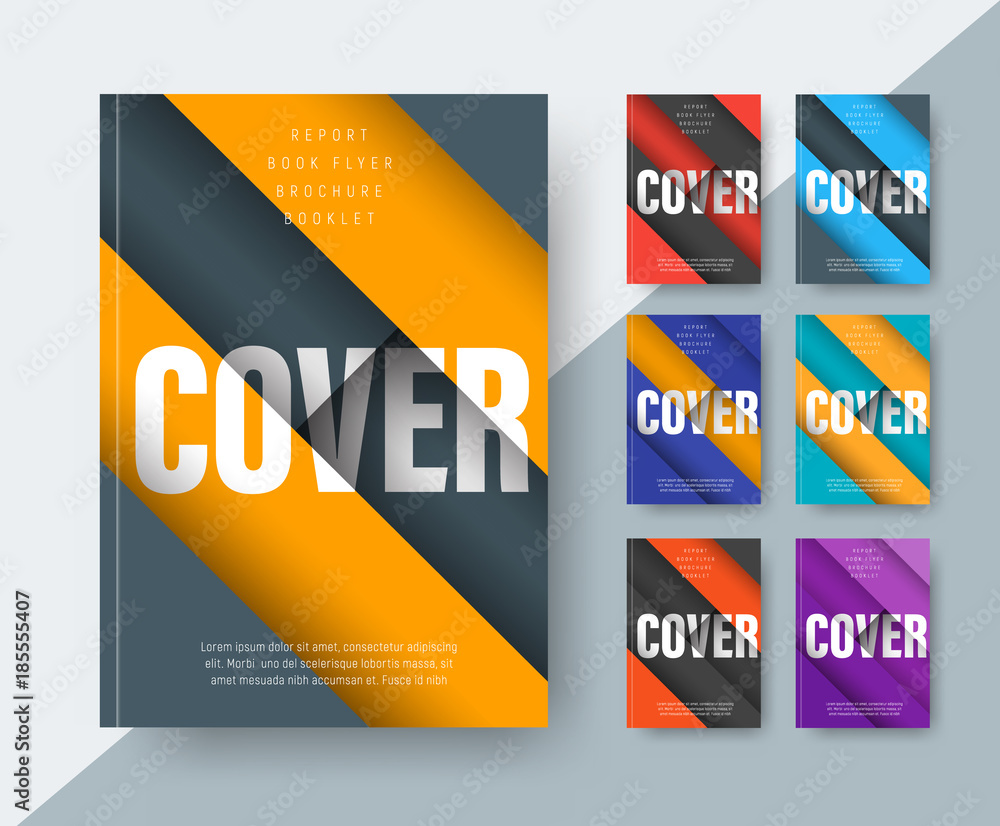 Poster set of vector modern covers in the style of material design with an abstract background.