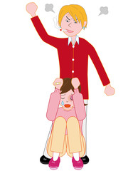 暴力を受ける少女