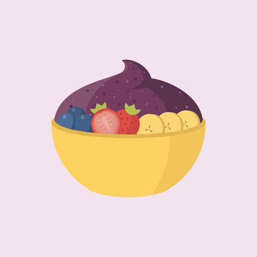 A Bowl Of Acai Illustration Vector