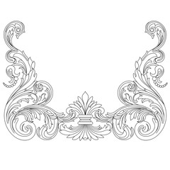 Vintage baroque ornament, corner. Retro pattern antique style acanthus. Decorative design element filigree calligraphy vector. - stock vector
