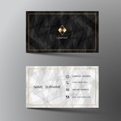 Modern business card template design. With inspiration from the abstract. Contact card for company. Two sided black and white on the gray background. Vector illustration. 