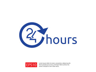 open 24 hours a day icon sign. isolated around circle symbol logo.